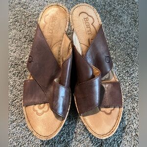 Born Dark Brown Leather Slide Sandals